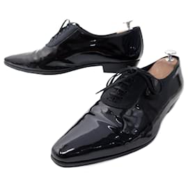 Christian Dior-CHRISTIAN DIOR RICHELIEU TUXEDO SHOES 41 IT 42 EN PATENT LEATHER SHOES-Black