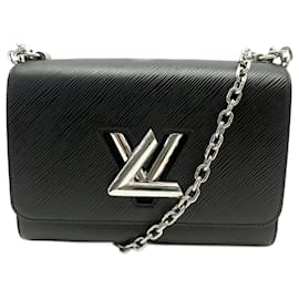 Louis Vuitton-NEW LOUIS VUITTON TWIST MM M HANDBAG50282 BLACK EPI LEATHER SHOULDER STRAP-Black