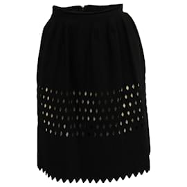 Fendi-Jupe longueur genou fendi découpée au laser en viscose noire-Noir