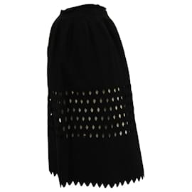 Fendi-Fendi Laser Cut Knee Length Skirt in Black Viscose-Black