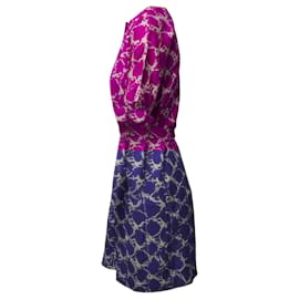Balenciaga-Balenciaga Belted Printed Mini Dress in Pink Silk-Pink