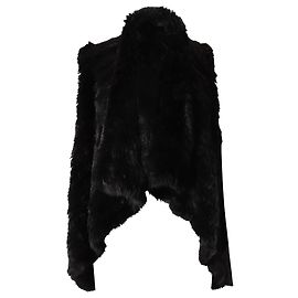 Alice + Olivia Alice & Olivia Harriet  Open Front Vest in Black Rabbit Fur Black