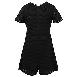 Maje Textured Playsuit in Black Polyester Black