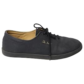 The row-The Row Dean Embroidered Sneakers in Black Canvas-Black