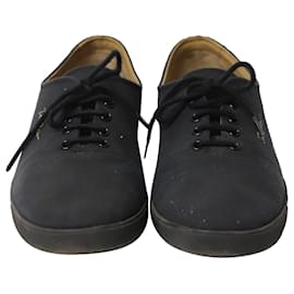 The row-The Row Dean Embroidered Sneakers in Black Canvas-Black