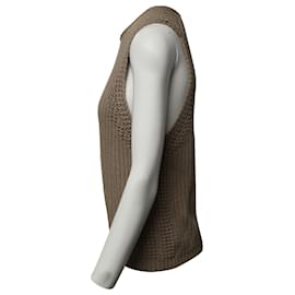 Vince-Vince Waffle Stitch Knit Top in Beige Cotton-Brown,Beige