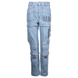 Balenciaga-Calça jeans conversível Balenciaga de cintura alta em jeans de algodão azul-Azul