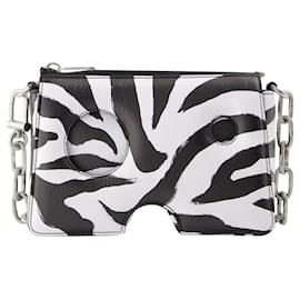 Off White-Burrow Zipped Pouch 20 Zebra Black White Shoulder & Hobo Bags-Black