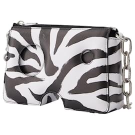 Off White-Burrow Zipped Pouch 20 Zebra Black White Shoulder & Hobo Bags-Black