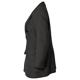 Balenciaga-Balenciaga Hourglass Houndstooth Blazer in Grey Wool-Grey