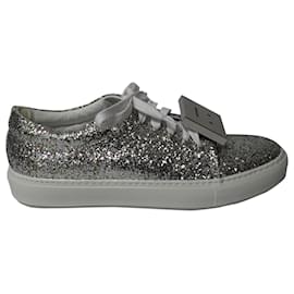 Acne-Acne Studios Metallic Adriana Spark Sneakers in Silver Glitter -Silvery,Metallic