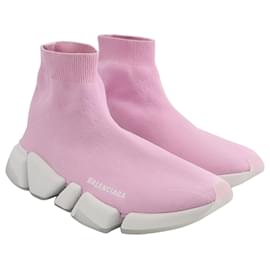 Balenciaga-Balenciaga Speed 2.0 Recycled Knit Sneakers in Light Pink Polyester -Pink