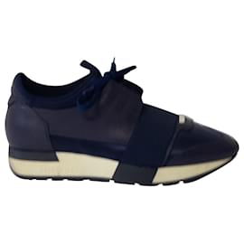 Balenciaga-Balenciaga Race Runner Sneakers in Navy Blue Leather-Multiple colors