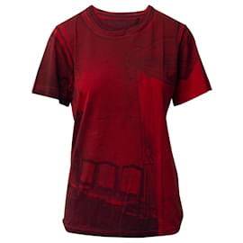 Balenciaga-Balenciaga Printed Short Sleeve T-Shirt in Red Cotton-Red