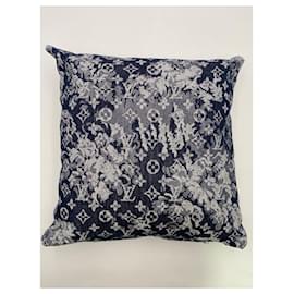 Louis Vuitton-2 original Louis Vuitton denim monogram fabric cushions-Blue