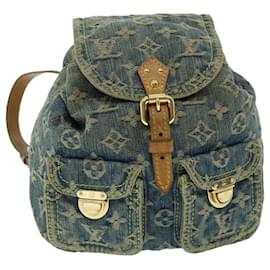 Louis Vuitton-LOUIS VUITTON Monogram Denim Sac A Dos PM Backpack Blue M95057 LV Auth 32418-Blue