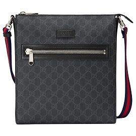 Gucci GG Supreme canvas shoulder bag Black Dark grey