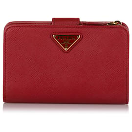 Prada-Prada Red Saffiano Leather Small Wallet-Red