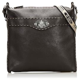 Fendi-Sac à bandoulière Fendi Selleria marron-Marron,Marron foncé
