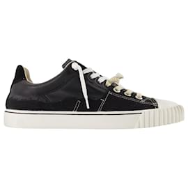 Maison Martin Margiela-Replica Low Top Sneakers in Black Leather-Black