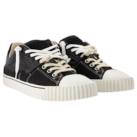 Maison Martin Margiela-Replica Low Top Sneakers in Black Leather-Black
