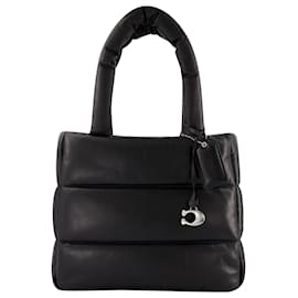 Coach-PIllow Tote Bag in Black Quilted Leather-Black