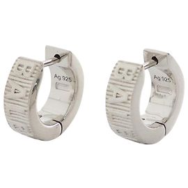 Balenciaga Pendientes Aro Logo Plata Con Strass Plata Metálico