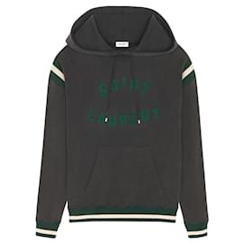 Saint Laurent-Saint Laurent Hoodie en coton à patch logo-Noir