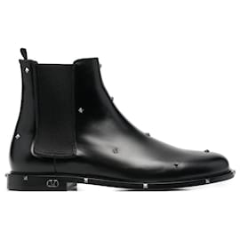 Valentino Garavani-Valentino Aristopunk Stud Ankle Boots-Black