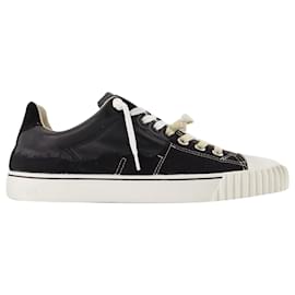 Maison Martin Margiela-Replica Low Top Sneakers in Black Leather-Black