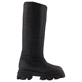 Autre Marque-Tall Puffer Boots in Black Poly-Black