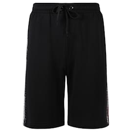 Burberry Short en coton rayé à monogramme Noir
