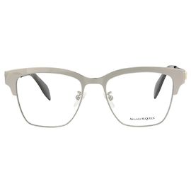 Alexander McQueen Rectangle-Frame Metal Optical Frames Silvery Metallic