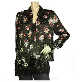 Dondup-Dondup Black Floral Lace Silk Sleeveless Camisole Cami Shirt Top Twin Set sz 42-Multiple colors