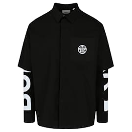 Burberry-Burberry Double-Layered Logo Shirt-Black