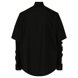 Burberry-Camisa Burberry con logo a capas y forro-Negro