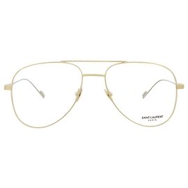 Saint Laurent Aviator- Style Titanium Optical Frames Golden Metallic