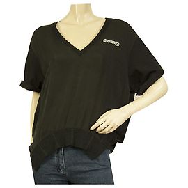 Dsquared2 D2 Top Camiseta Mujer Algodón Escote V Negro - Talla L Negro