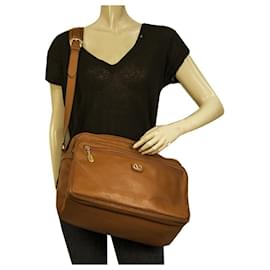 Valentino Garavani-Valentino Garavani Tan Brown Leather Shoulder bag Business Unisex Handbag-Brown