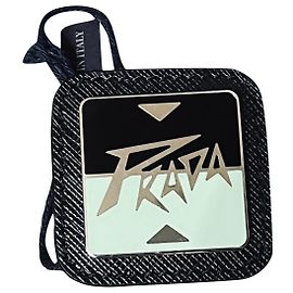 Broche Prada em couro Saffiano e aço preto verde Preto Verde