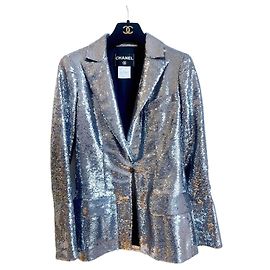 Chanel Miami Cruise Pailletten Blazer Silber Silber