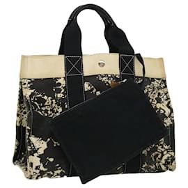 Hermès-HERMES Bora Bora PM Tote Bag Canvas Black White Auth ar7797b-Black,White