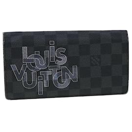Louis Vuitton-LOUIS VUITTON Damier Graphite Portefeuille Brazza Long Wallet N62665 auth 32494-Other