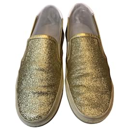 Saint Laurent-Saint Laurent glitter sneakers-Golden