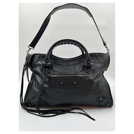 Balenciaga-Black Leather Balenciaga City-Black