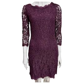 Diane Von Furstenberg-DvF Zarita lace dress in burgundy-Purple