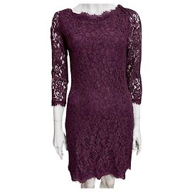 Diane Von Furstenberg Vestido de renda DvF Zarita em bordô Roxo