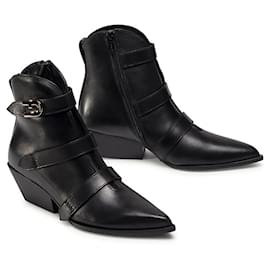 Furla-Furla leather West ankle boots in black size 37-Black