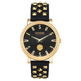 Relógio Versus Versace Pigalle Couro Stud Dourado Metálico