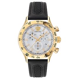 Versace Reloj hellenyium crono de cuero Dorado Metálico